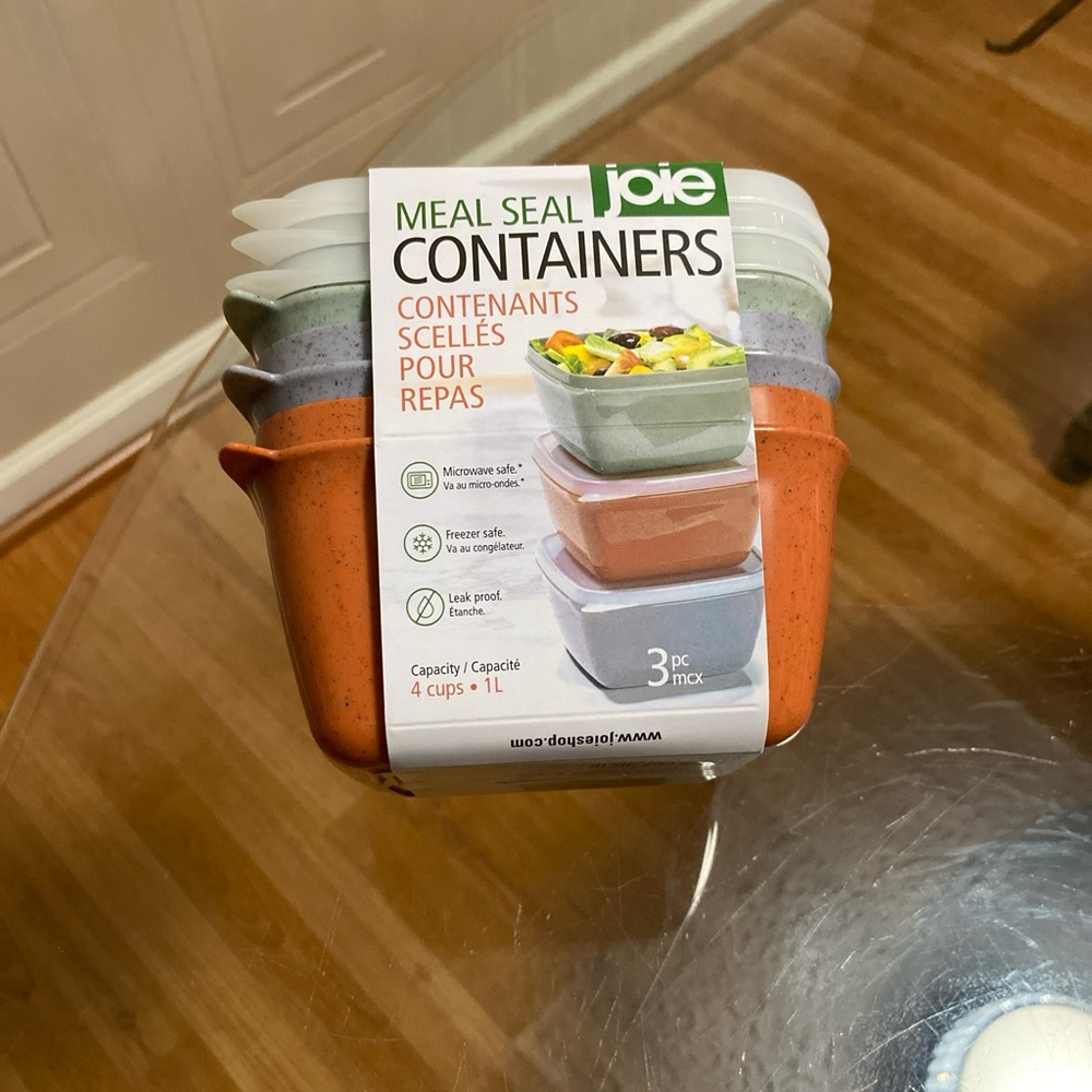 Joie Meal  Container, Set of 3 (Green/ Orange / Grey) - 4 Cup 1 L